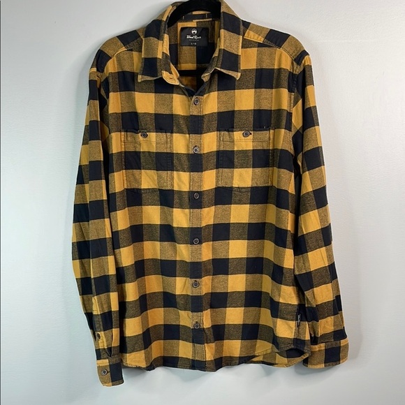 Wind River Mens Buffalo Plaid Shirt Yellow Black Button Down Long Sleeve Size L - Picture 14 of 14